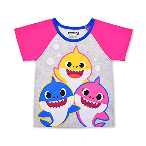 s Baby Shark 2 Pack Short Sleeves Tee and Shorts Set for Girls, Outfit Bundle, Size 2T