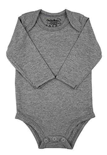Baby Bodysuits Soft Cotton Spandex Long Sleeve and Short Sleeve (Gray 2-Pack Long Sleeve, 0-3 Months)