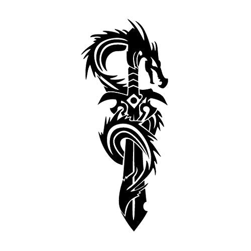 Black Sword Dragon Tribal Vinyl Sticker, 5-inch