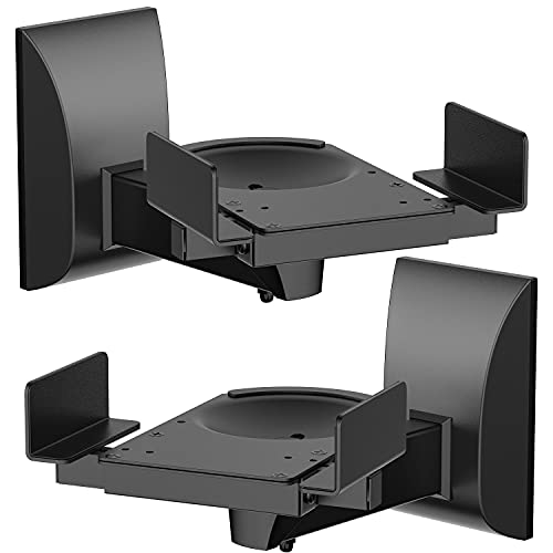 Dual Side Clamping Bookshelf Speaker Wall Mounting Bracket for Large Surrounding Sound Speakers, Hold up to 55 lbs. (SWM201), Black