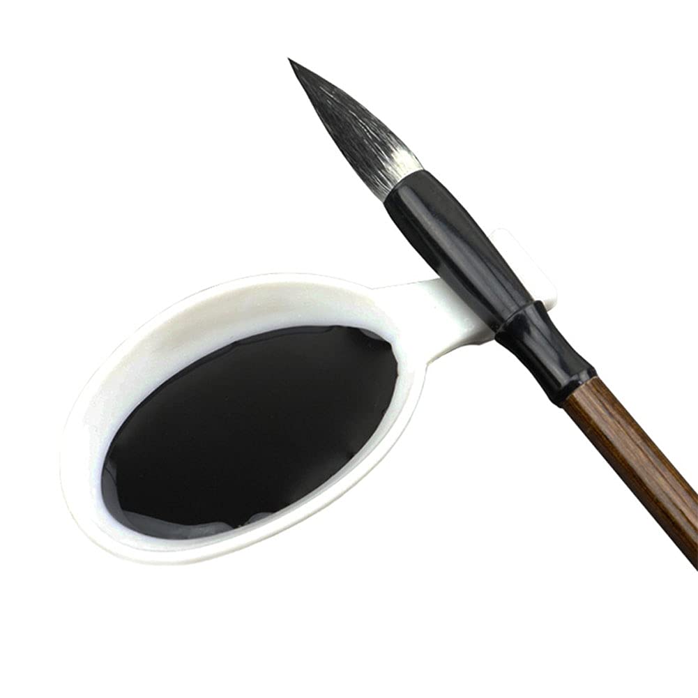 20Pcs White Plastic Ink Dish with Brush Rest for Calligraphy