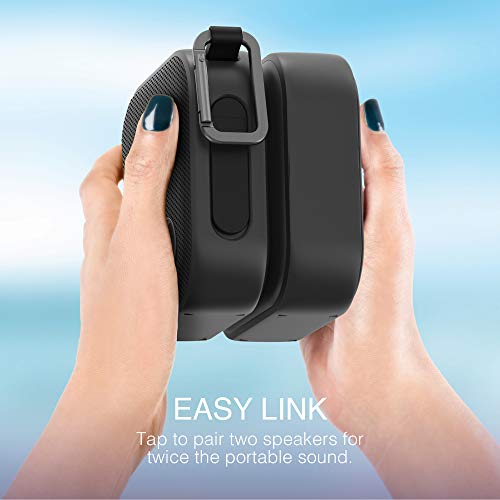 Big Blue Go Compact Wireless Bluetooth Speaker, Dustproof, IPX7 Water Resistant, Indoor/Outdoor, Deep Bass, 10HR Play-Time, Touch-and-Link, Portable Carabiner Clip, Built-in Mic