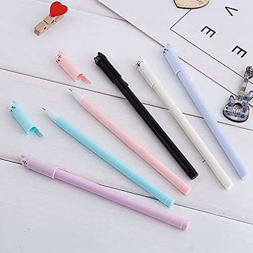 Cute Cat Gel Pens, 0.5 mm, Black, Pack of 12