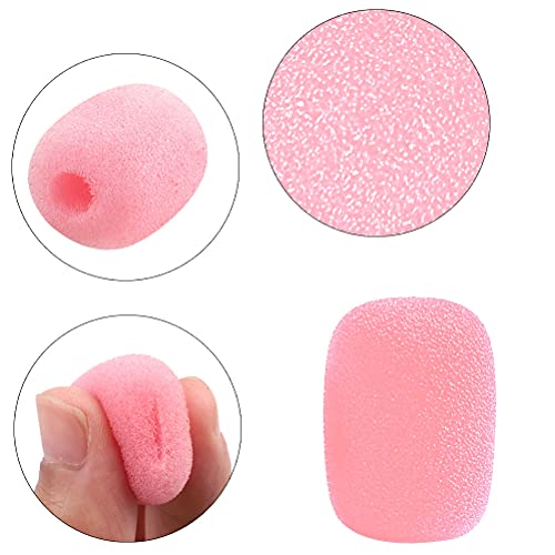 10 Pack Lapel Headset Microphone Windscreen, Microphone Sponge Foam Cover Mini size Lavalier Microphone Windscreen for Variety of Headset Microphone, Pink