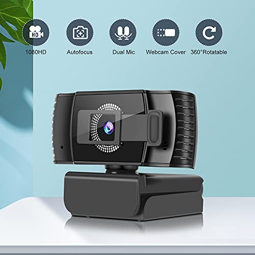 1080P Webcam with Microphone, Auto Light Correction USB PC Computer Web Camera,Wide-Angle USB Plug and Play Webcam for PC/Mac/Laptop/Desktop/Video/Calling/Conferencing Recording
