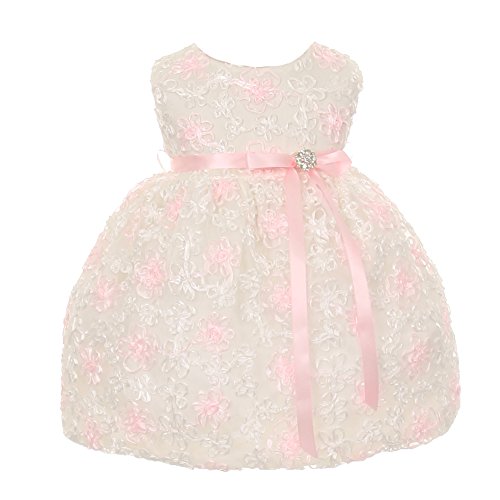 Baby Girls   Embroidered Mesh Flower Girl Dress Ivory XS