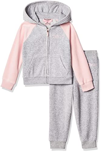 baby girls 2 Pieces Hooded Jog and Toddler Layette Set, Cherry Blossom/ Grey Heather, 24 Months US