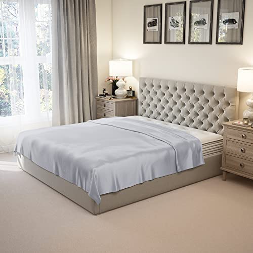 Mu erry 100% Pure Queen Silk Flat Sheet Deluxe 22 Momme 6A Mu erry Silk Bed Sheets  Breathable, Ultra-Soft, Oeko-TEX  Silver