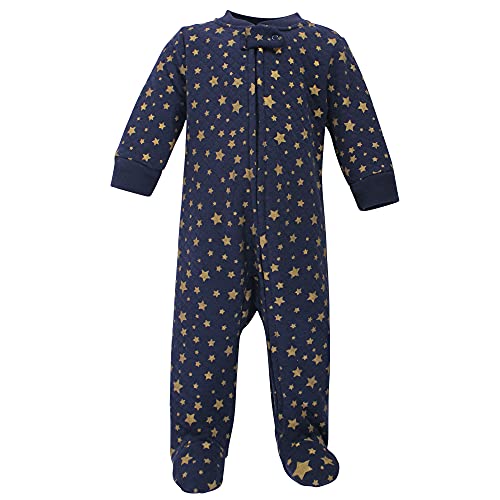 Uni   Premium Quilted Zipper Sleep and Play, Metallic Stars, 0-3 Months