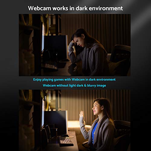 Webcam with Microphone, 2K Web Camera with Adjustable Ring Light 360Rotation for Computers, Zoom, Skype, Xbox, OBS, Streaming, Gaming, Video Conference, Studying and Video Calling