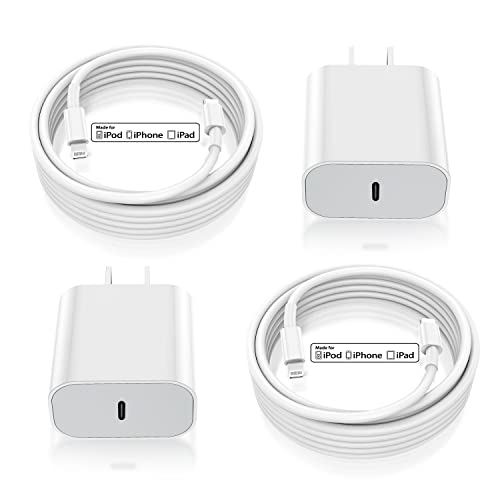 ETL iPhone 11 12 13 14 Fast Charger,20W Apple Fast Charger with USB C to Lightning Cable 6ft (MFi ),Type C Fast Wall Plug with Cord for iPhone Plus/Mini/Pro/Pro Max (2-Pack)
