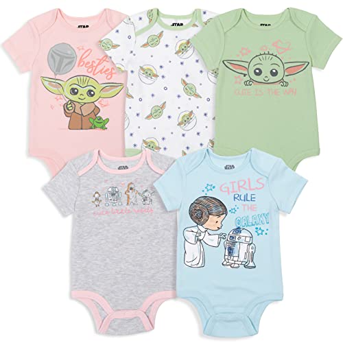 The Mandalorian The Child   Baby Girls 5 Pack Short Sleeve Baby Bodysuits Baby Grogu 3-6 Months