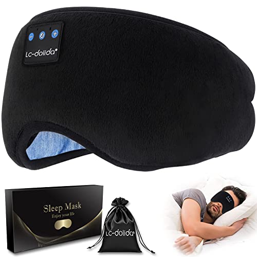 Bluetooth Sleep Eye Wireless Headphones, Sleeping Eye Cover Travel Music Headsets with Microphone Handsfree, Sleep Headphones for Side Sleepers Gift for Men Women
