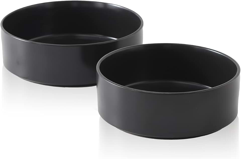 Two-Piece Black Stoneware Serving Bowl Set
