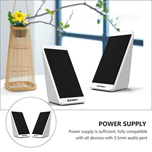 1 Pair Mini Computer Speaker PC Laptop Stereo Speaker Bass Surround HD Stereo Sound USB Wired Speaker for Desktop Laptop Computer White