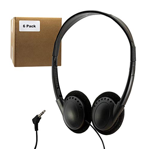 **(12 Pack)** Bulk Headphones for School Library Classroom Airplane Hospital Museum Hotel Tours Gym Students Adjustable Disposable Reusable Comfortable Compact and Easy to Store Headsets (12 Pack)