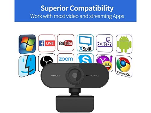 Webcam with Microphone for Desktop, Laptop 1080P HD Live Streaming, Auto Focus, USB Plug and Play, Computer Camera for Laptop/PC/Mac, Online Studying,Video Calling and Conferencing