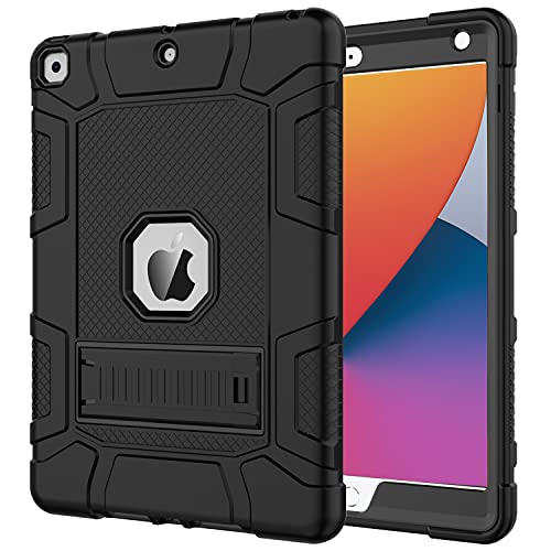 Case for iPad 9th Generation / iPad 8th Generation / iPad 7th Generation (10.2 Inch, 2021/2020/2019 Model), Slim Heavy Duty Shockproof Rugged Protective Case for iPad 10.2 inch,Black