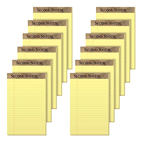 Recycled Legal Pads, 5 x 8, Canary, 50 Sheets, Pack of 12