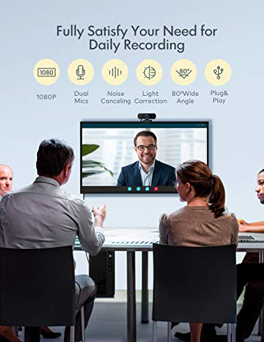 1080P Webcam, Dual Built-in Microphones, Full HD Video Camera for Computers PC Laptop Desktop, USB Plug and Play, Conference Video Calling, Streaming