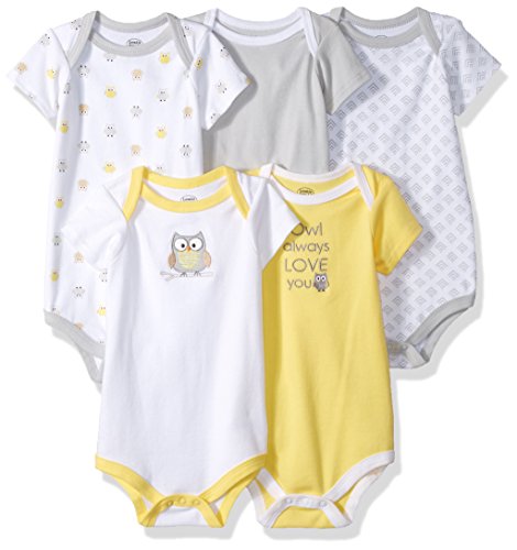 Unisex Baby Cotton Bodysuits, Neutral Owl, 0-3 Months