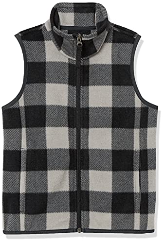 Boys' Polar Fleece Vest, Grey, Buffalo Check, Small