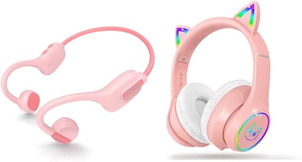 Pink Kid Open Ear and Over Ear Headphones