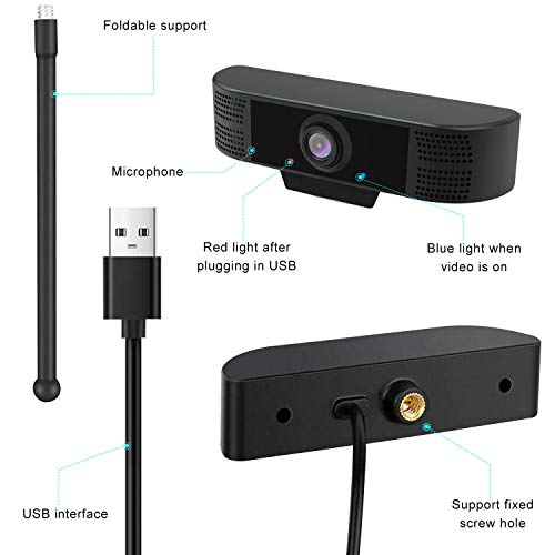 1080P HD Webcam with Microphone, Streaming Computer Web Camera with 90-Degree Wide View Angle, USB PC Webcam for Video Calling Recording Conferencing