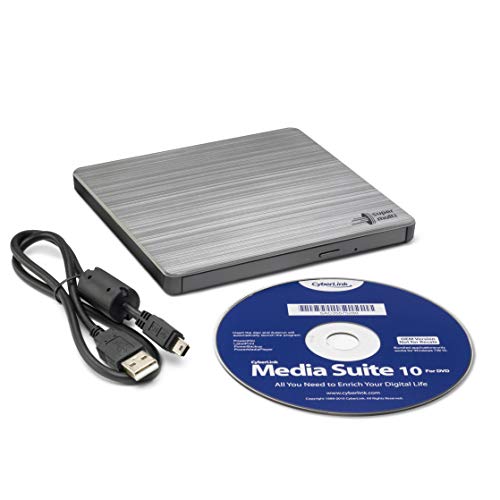 '-LG GP60 External DVD Drive, Slim Portable DVD Burner/Writer/Player for Laptop, Windows and Mac OS Compatible, USB 2.0, 8X Read/Write Speed Silver