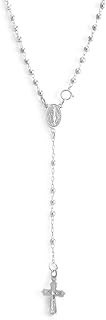 Silver 925 Solid Silver Rosary Beads with Virgin Mary Crucifix
