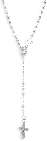 Silver 925 Solid Silver Rosary Beads with Virgin Mary Crucifix