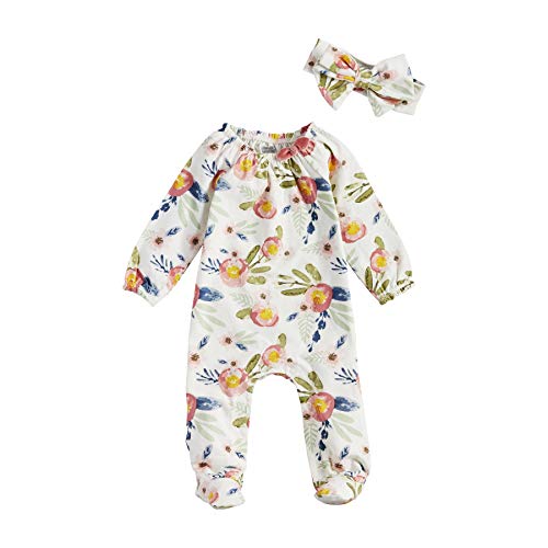 Baby Girls' Floral Sleeper and Headband Set, Pink, 0-3 Months