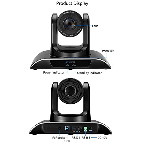 1080P USB Conference PTZ Camera, 3X Optical Zoom Video Conference Camera Computer Webcam Work with Facebook YouTube Skype OBS for Live Streaming Business Meeting Church Education
