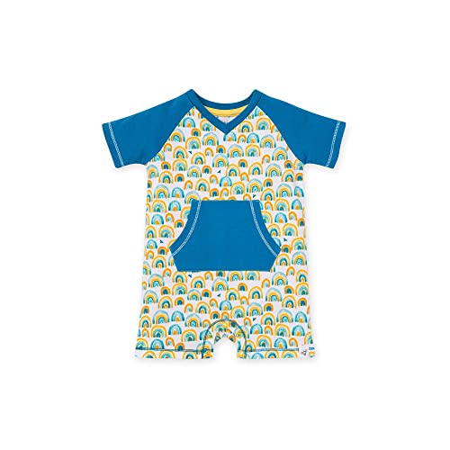 Burt s    Boys  Romper Jumpsuit, 100   Cotton One-Piece Coverall, Retro Rainbows, 3 Months