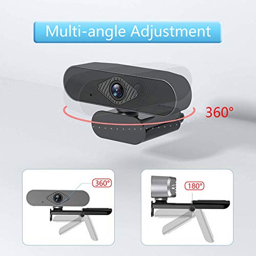 Webcam Full HD 1080P Autofocus Computer Camera Rotatable Wide-Angle Webcam for Live Video with Noise Reduction Microphone