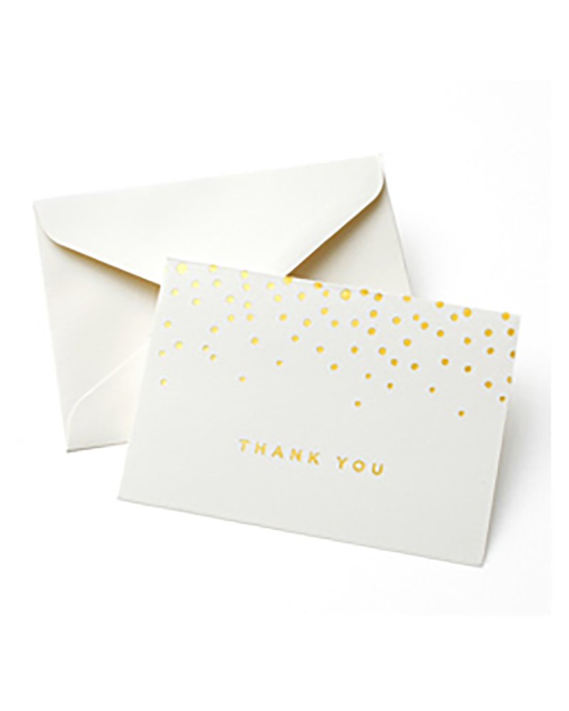 Gold Foil Dots Thank You Cards, Ivory, 50 Pack