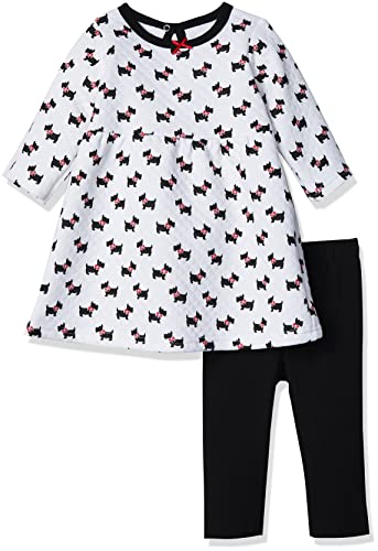 Girls' Quilted Cotton Dress and Leggings, Scottie Dog, 0-3 Months