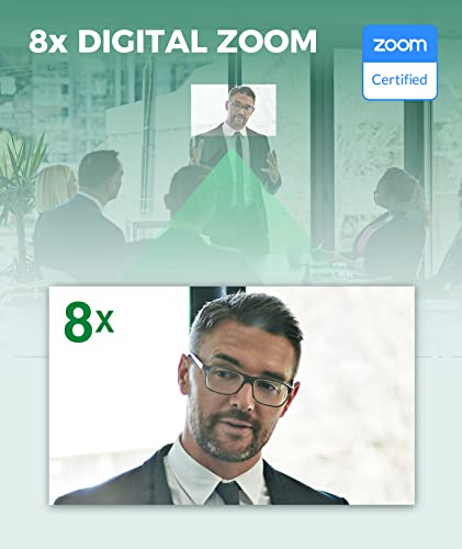 Zoom  AI 4K Webcam, 8X Digital Zoom, 106 FOV, Auto Framing, Dual mics Noise Cancellation, USB Webcam Ideal for Meeting, Conference, Remote Education, HD Live Streaming