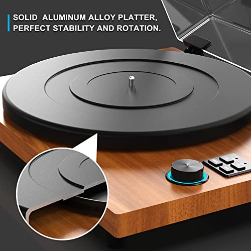 Bluetooth Record Player for Vinyl with Speakers, Wireless Turntable with 36W High Fidelity Stereo Speakers,Wood Vinyl Player with Magnetic Cartridge & Adjustable Counter Weight,RCA output