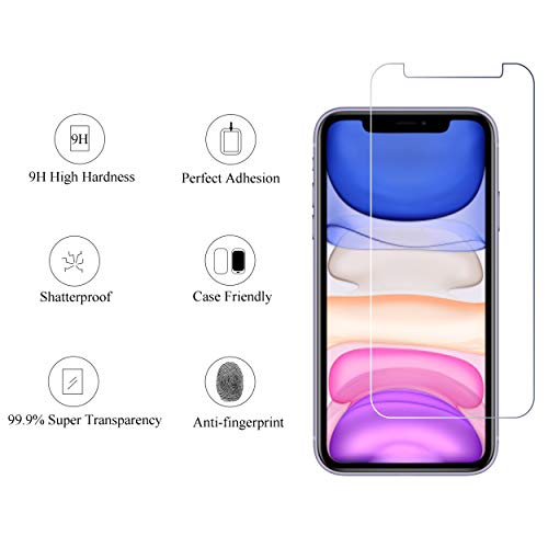 2Pack Screen Protector Compatible for iPhone 11[6.1 inch] + 2 Pack Camera Lens Protector,Tempered Glass Film,[9H Hardness] - HD