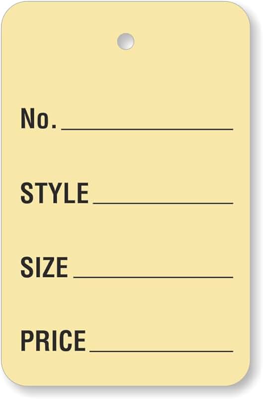 Pack of 1000 Buff Garment Tags, 1.875 x 1.25 inches