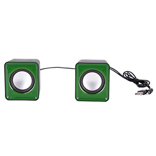'-1 Pair USB Multimedia Mini Speaker 3.5mm Jack for Computer Desktop PC Laptop DS (Green)