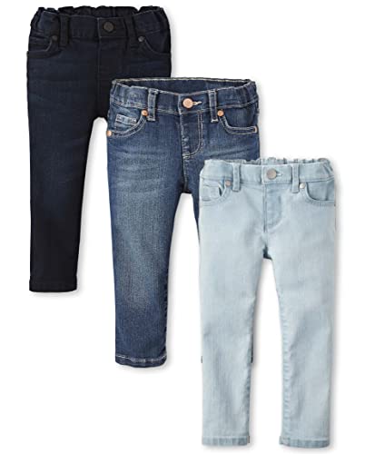Baby Girls and Toddler Girls Basic Skinny Jeans, Blues Wash/Dk Indigo/Sky Wash, 2T