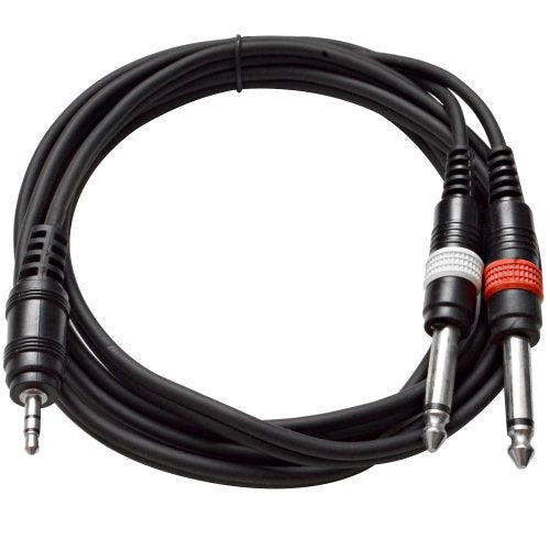 '- SAiTSY6-2Pack - Pair of 1/8" Stereo 3.5 mm to Dual 1/4" TS Splitter Cable - 6 Feet