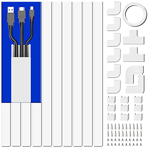Cord Cover Raceway Kit, 157-inch Paintable Cable Concealer in White