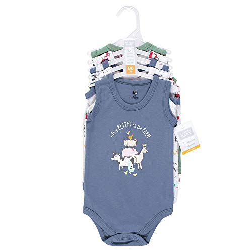 Uni   Cotton Sleeveless Bodysuits Boy Farm Animals, 3-6 Months