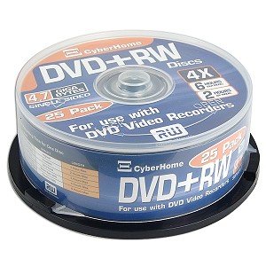 4x 4.7GB DVD+RW Media - 25 Piece Spindle