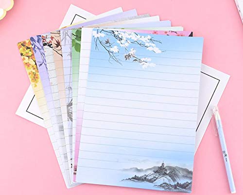 Vintage 40 Lined Writing Stationery Letter Set with 8 Styles