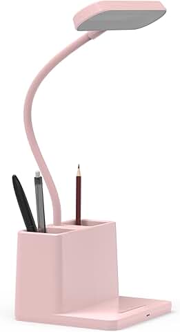 Pink adjustable rechargeable LED desk lamp