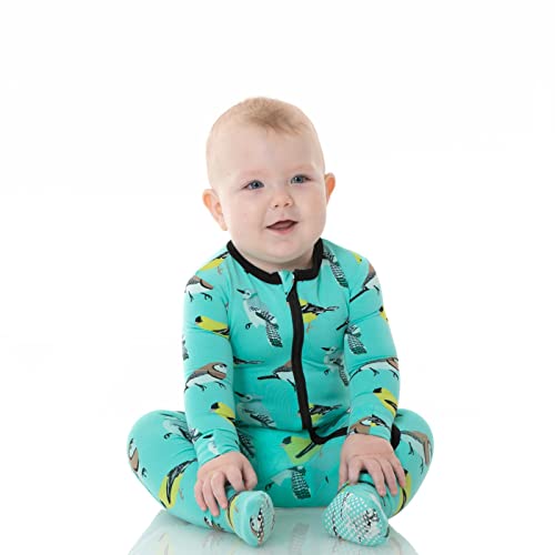 Print Footie with Zipper, Fitted Long Sleeve Pajamas, Ultra Soft Everyday One-Piece Loungewear, Baby and Kid Clothes for Boys and Girls (Glass Spring Birds - 0-3 Months)